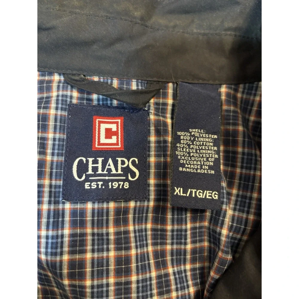 Chaps Black Harrington Jacket XL Classic Preppy Plaid Lined
